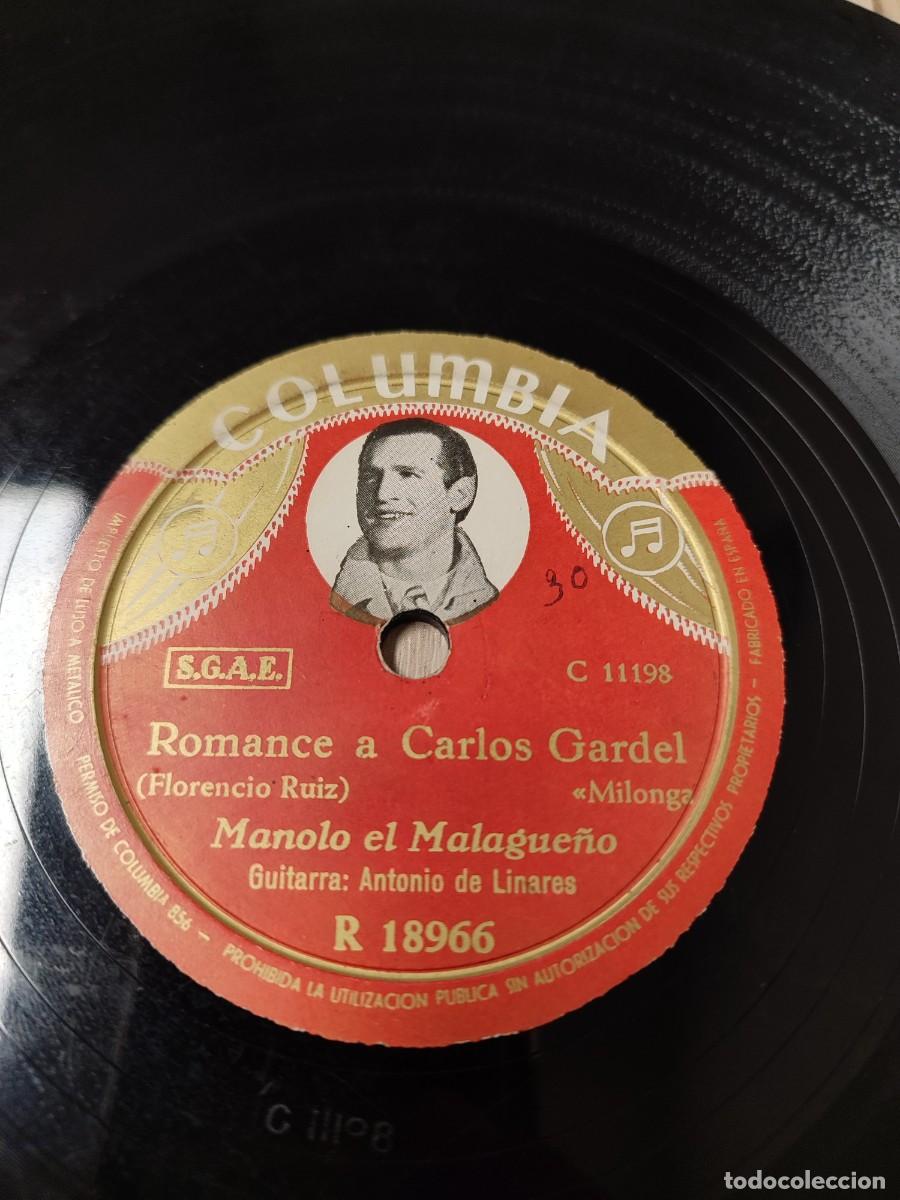 Discos de pizarra: Manolo el Malague&ntilde;o con Antonio de Linares a la guitarra. Romance a Carlos Gardel