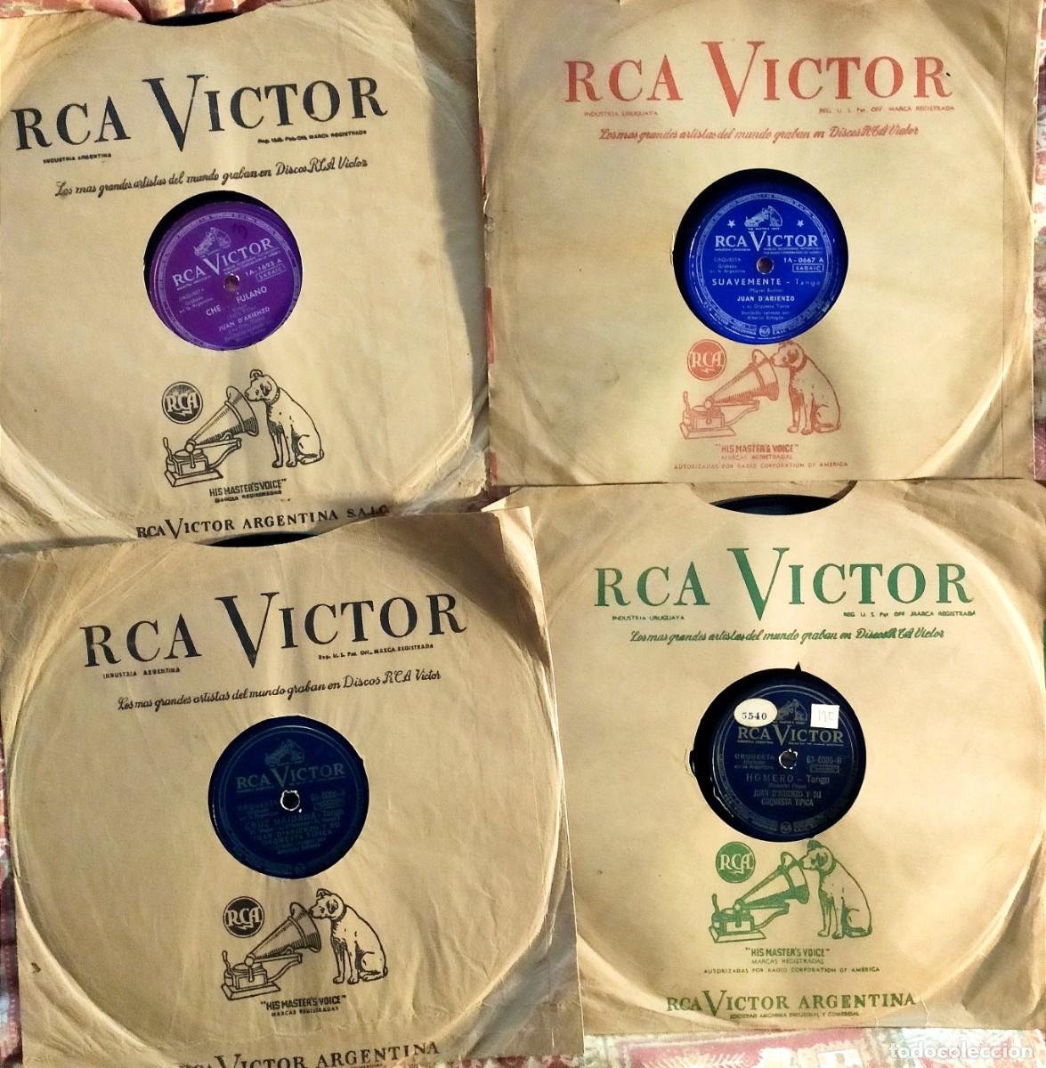 Discos de pizarra: Juan D'Arienzo Canaro En Paris Che Fulano Homero RCA Victor Tango Milonga 4 Discos De Pizarra 78 RPM