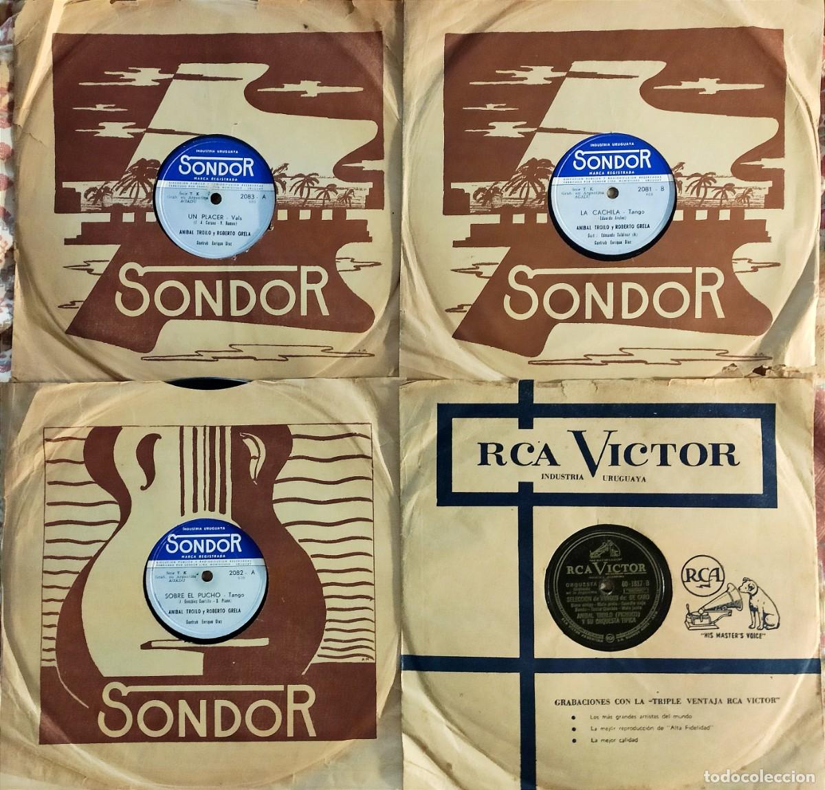 Discos de pizarra: Anibal Troilo Grela Edmundo Rivero La Cachila La Mariposa Tango Sondor RCA 4 Disco Pizarra 78 RPM