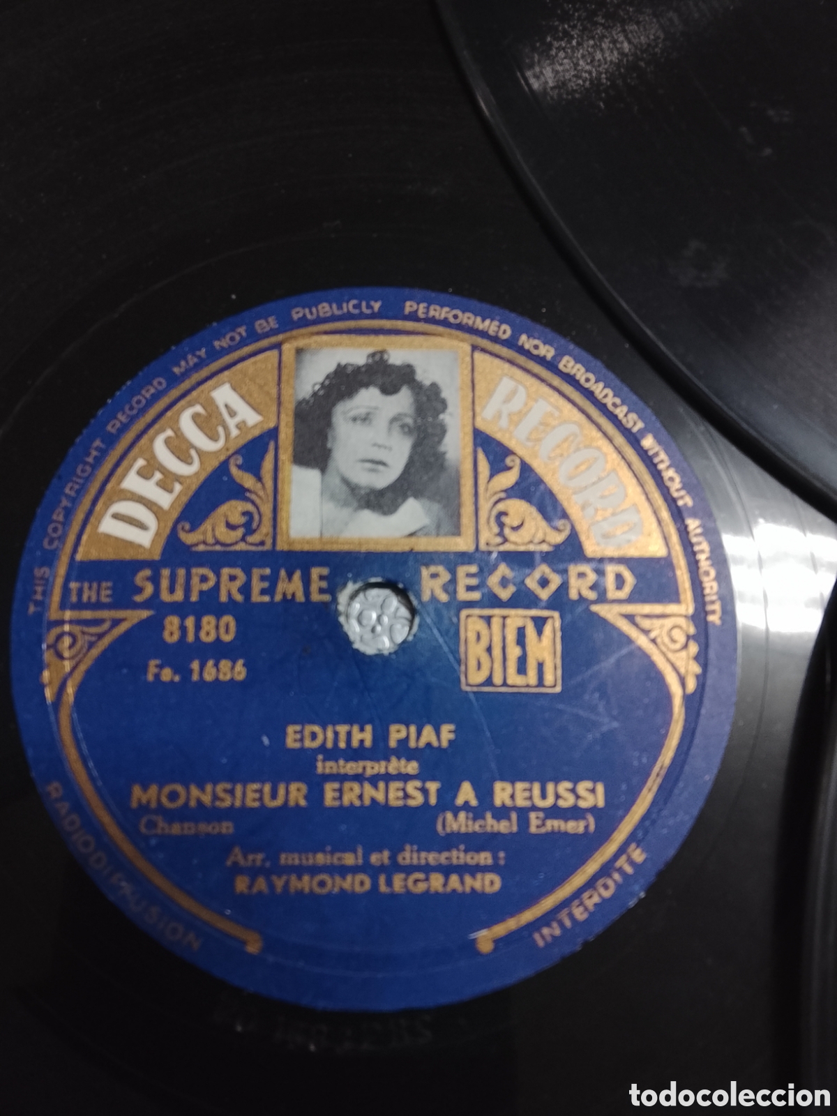 Discos de pizarra: Tres discos de Edith piaf muy buen estado - Foto 2