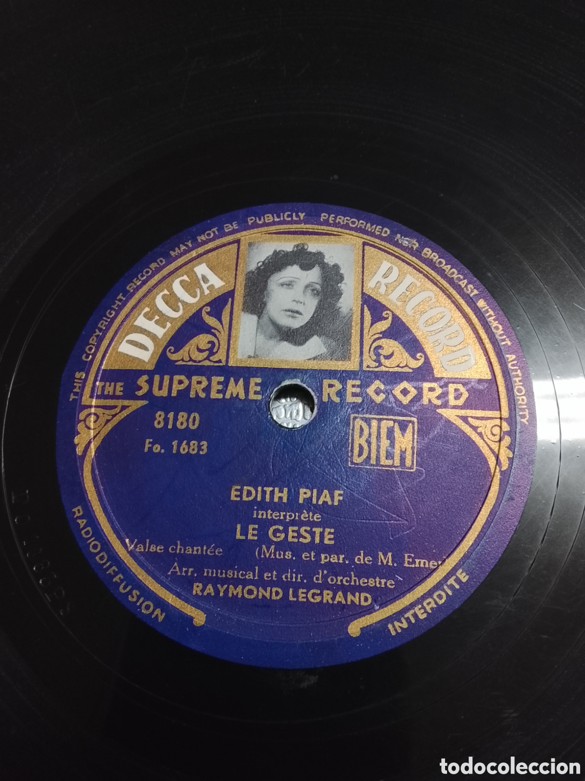 Discos de pizarra: Tres discos de Edith piaf muy buen estado - Foto 5
