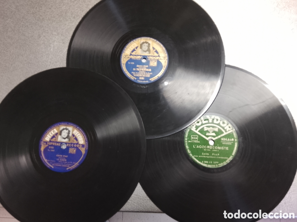 Discos de pizarra: Tres discos de Edith piaf muy buen estado - Foto 7