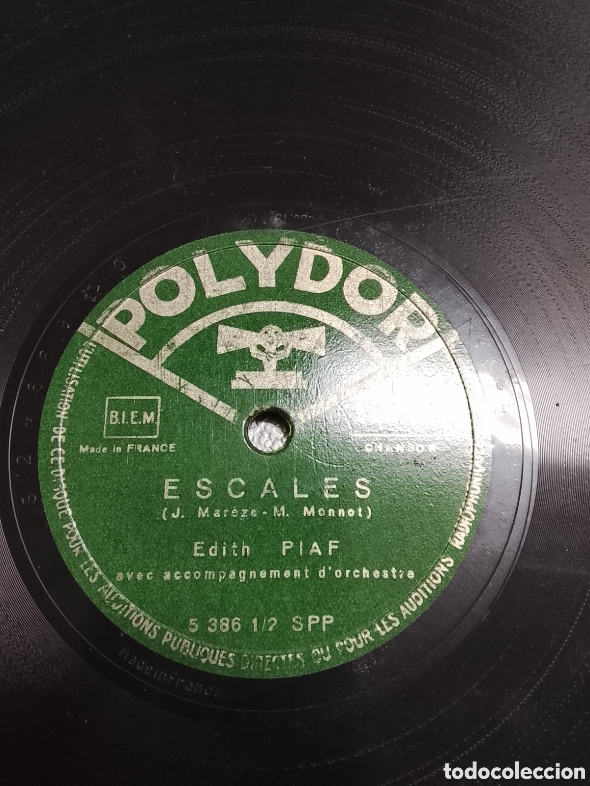 Discos de pizarra: Tres discos de Edith piaf muy buen estado