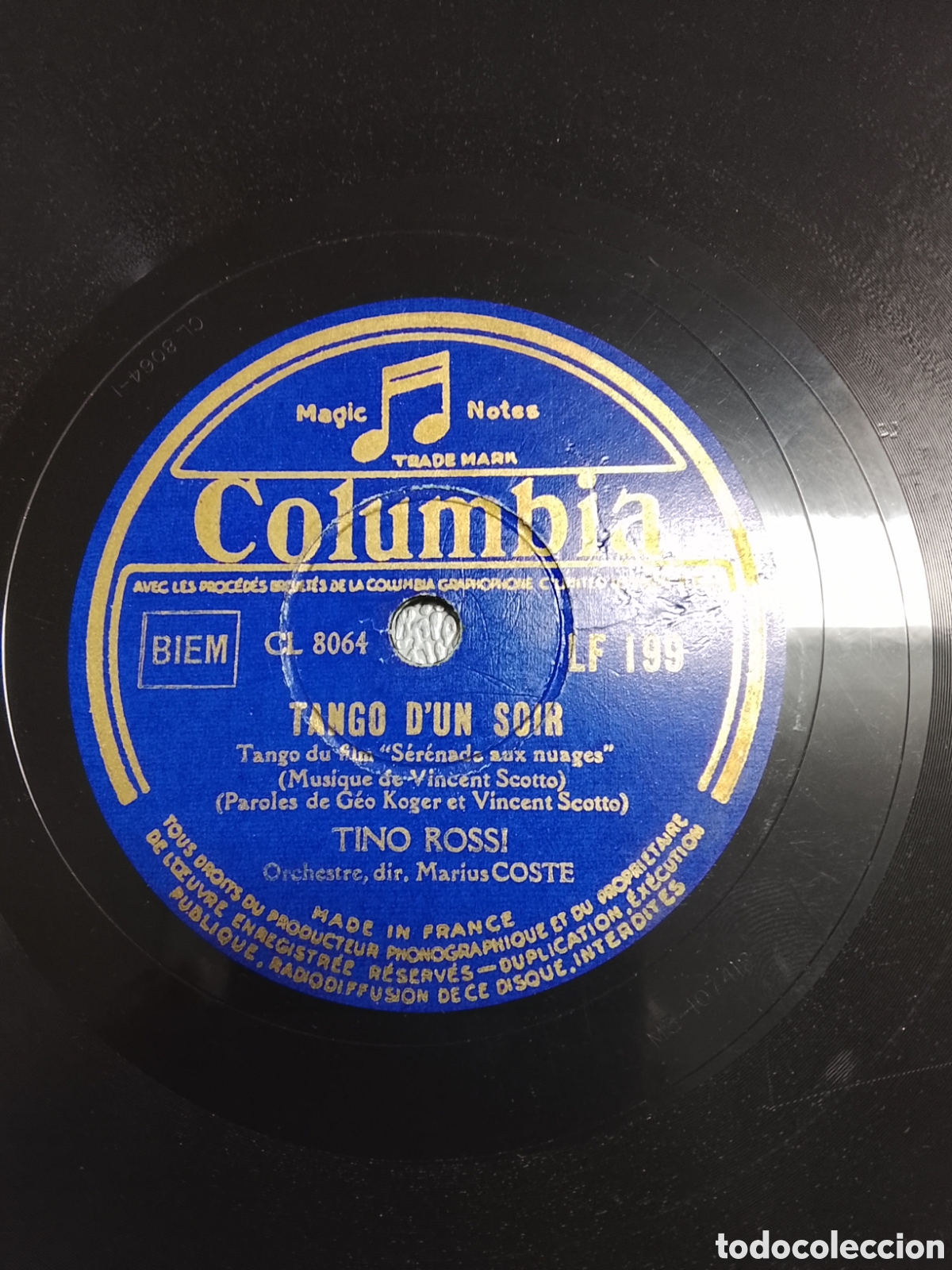 Discos de pizarra: Disco de pizarra tino Rossi tango D'un soir