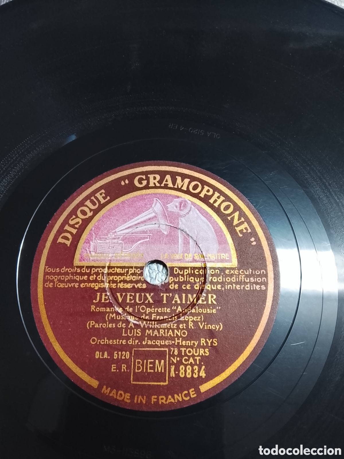 Discos de pizarra: Disco de pizarra Luis Mariano Andalousie - Foto 2