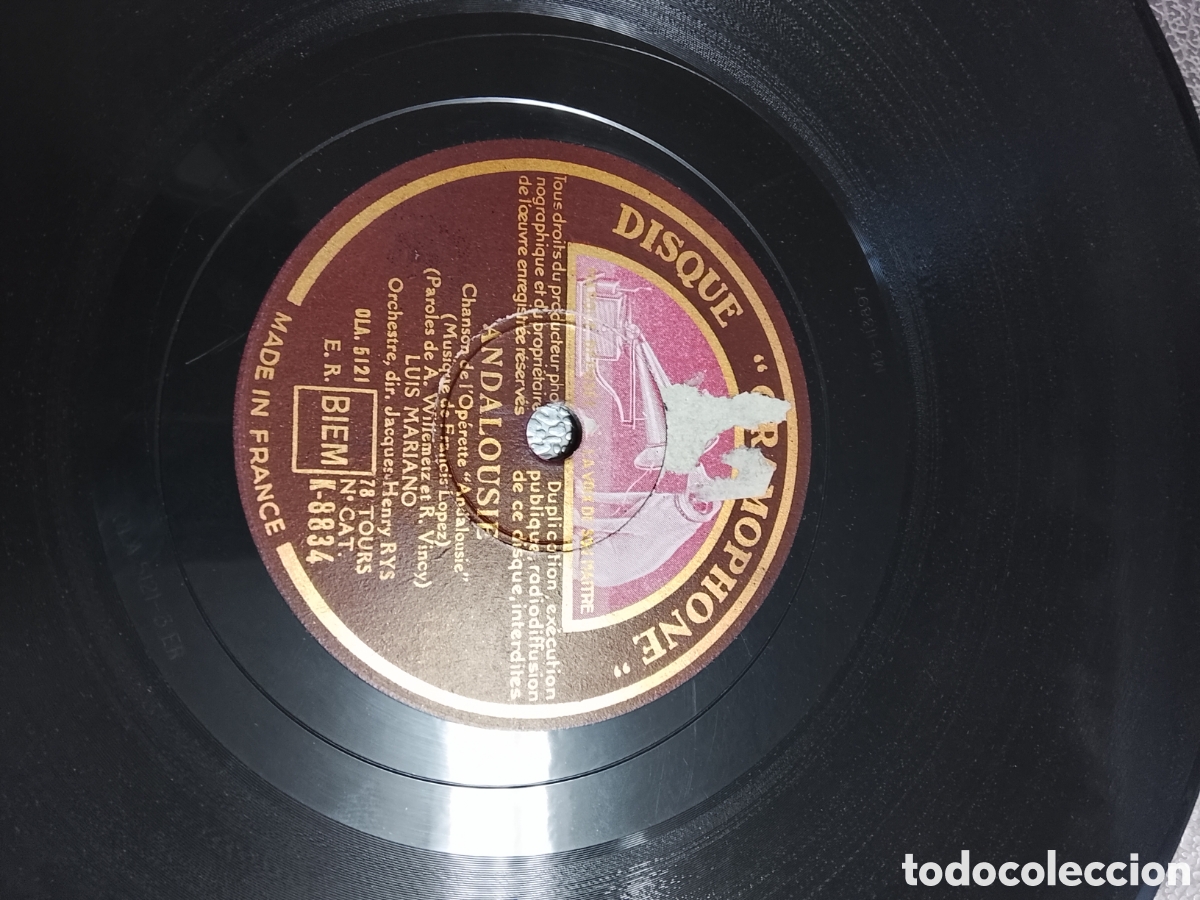 Discos de pizarra: Disco de pizarra Luis Mariano Andalousie
