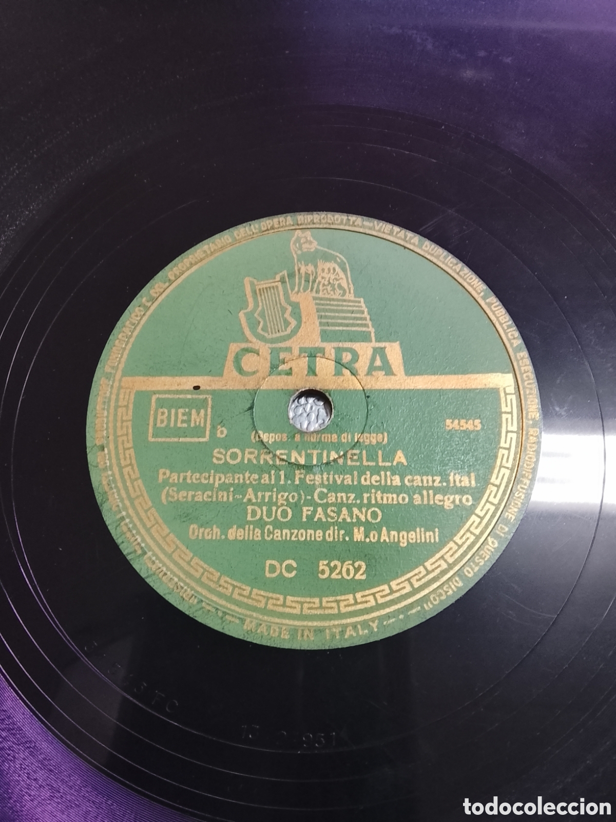 Discos de pizarra: Disco de pizarra sorrentinella festival de la canci&oacute;n de Italia duo fasano
