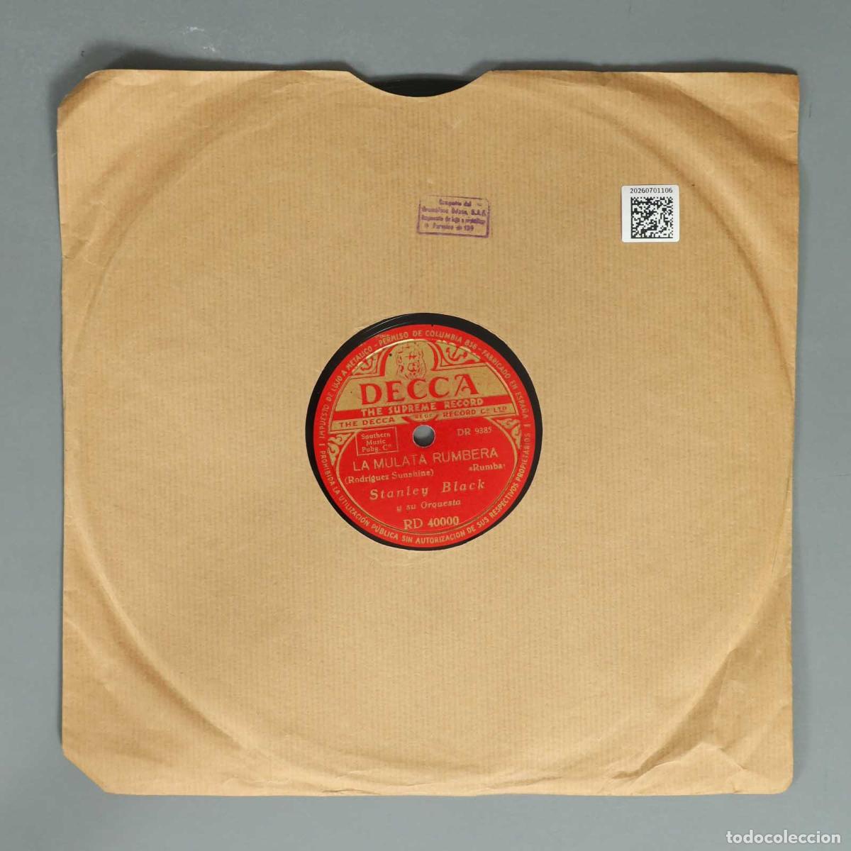 Discos de pizarra: DISCO DE PIZARRA ADIOS. LA MULATA RUMBERA. STANLEY BLACK - Foto 3