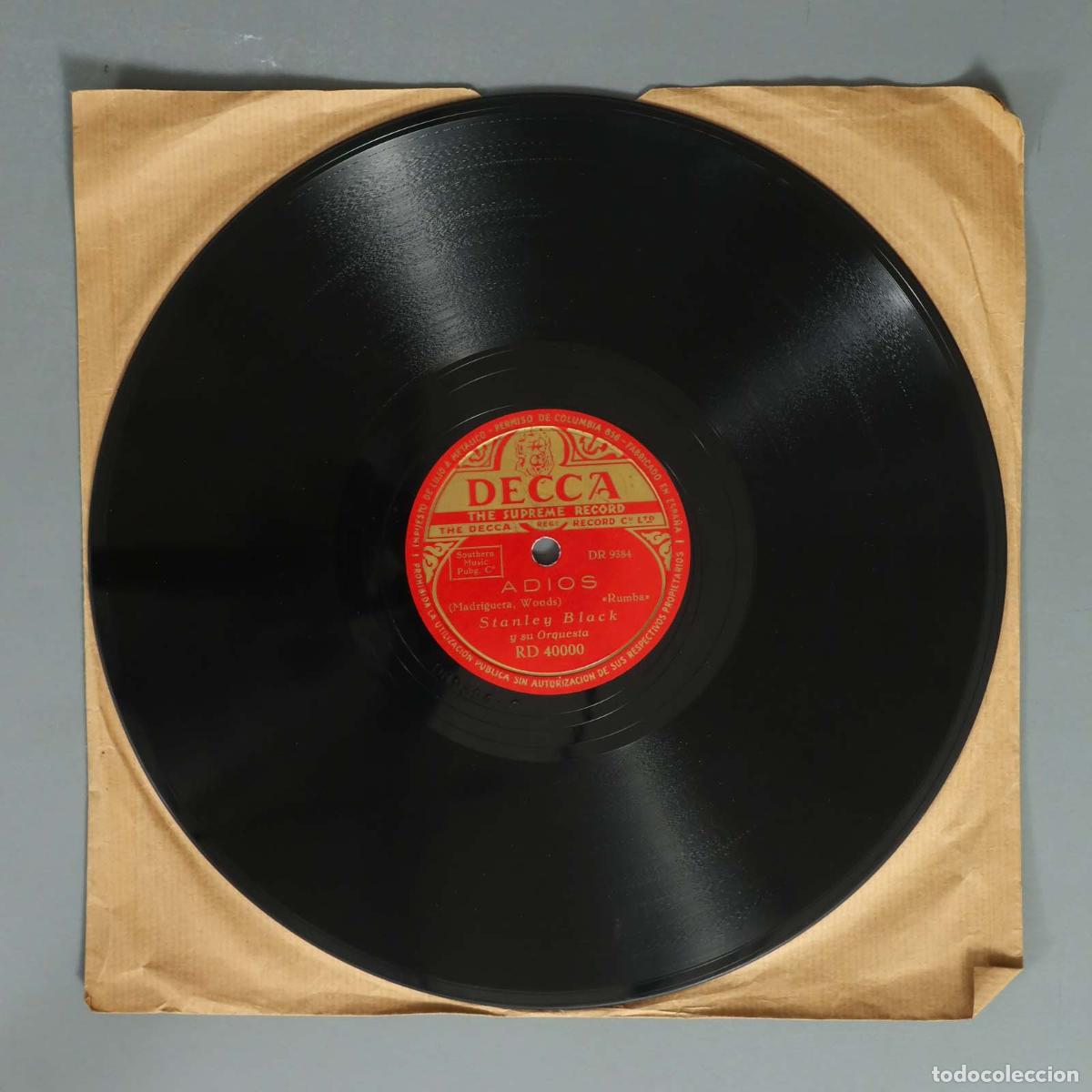 Discos de pizarra: DISCO DE PIZARRA ADIOS. LA MULATA RUMBERA. STANLEY BLACK