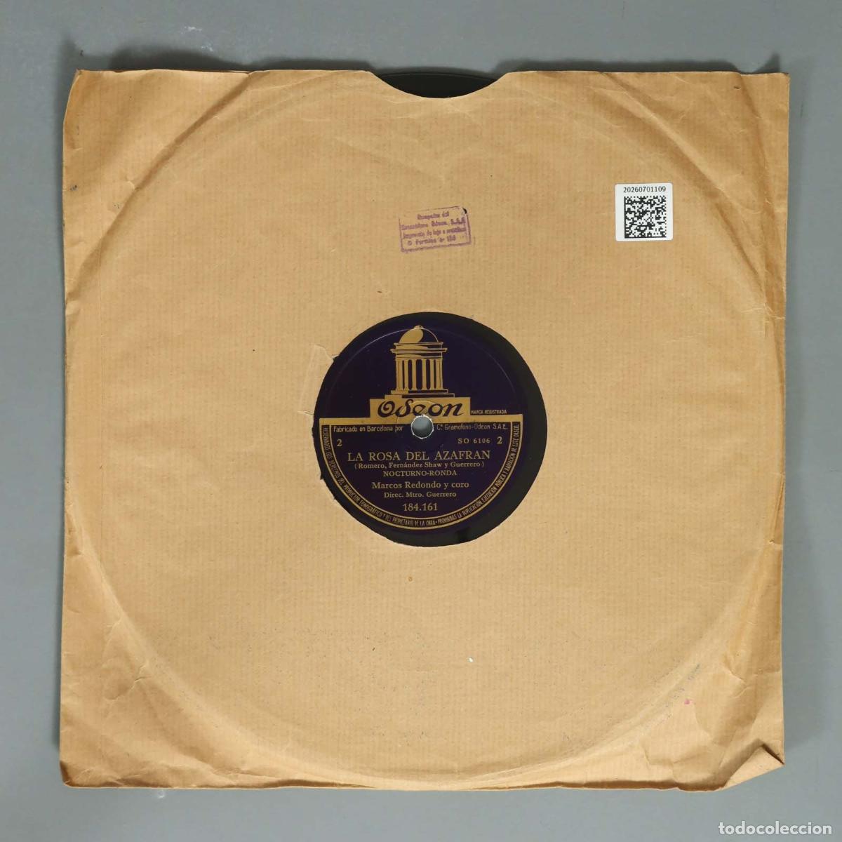 Discos de pizarra: DISCO DE PIZARRA LA ROSA DEL AZAFRAN. MARCOS REDONDO - Foto 2
