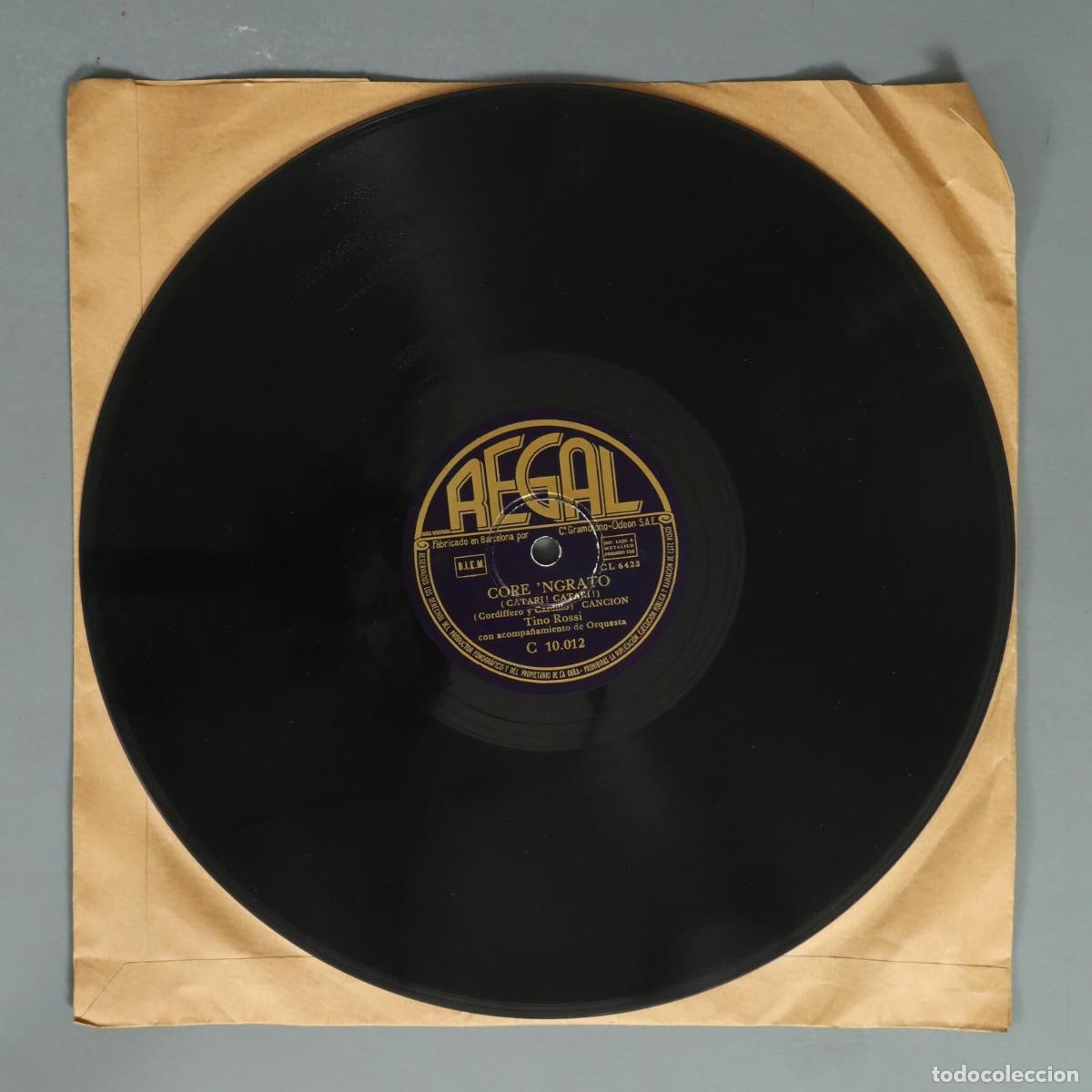 Discos de pizarra: DISCO DE PIZARRA CORE 'NGRATO. ESCUCHAD LAS MANDOLINAS. TINO ROSSI