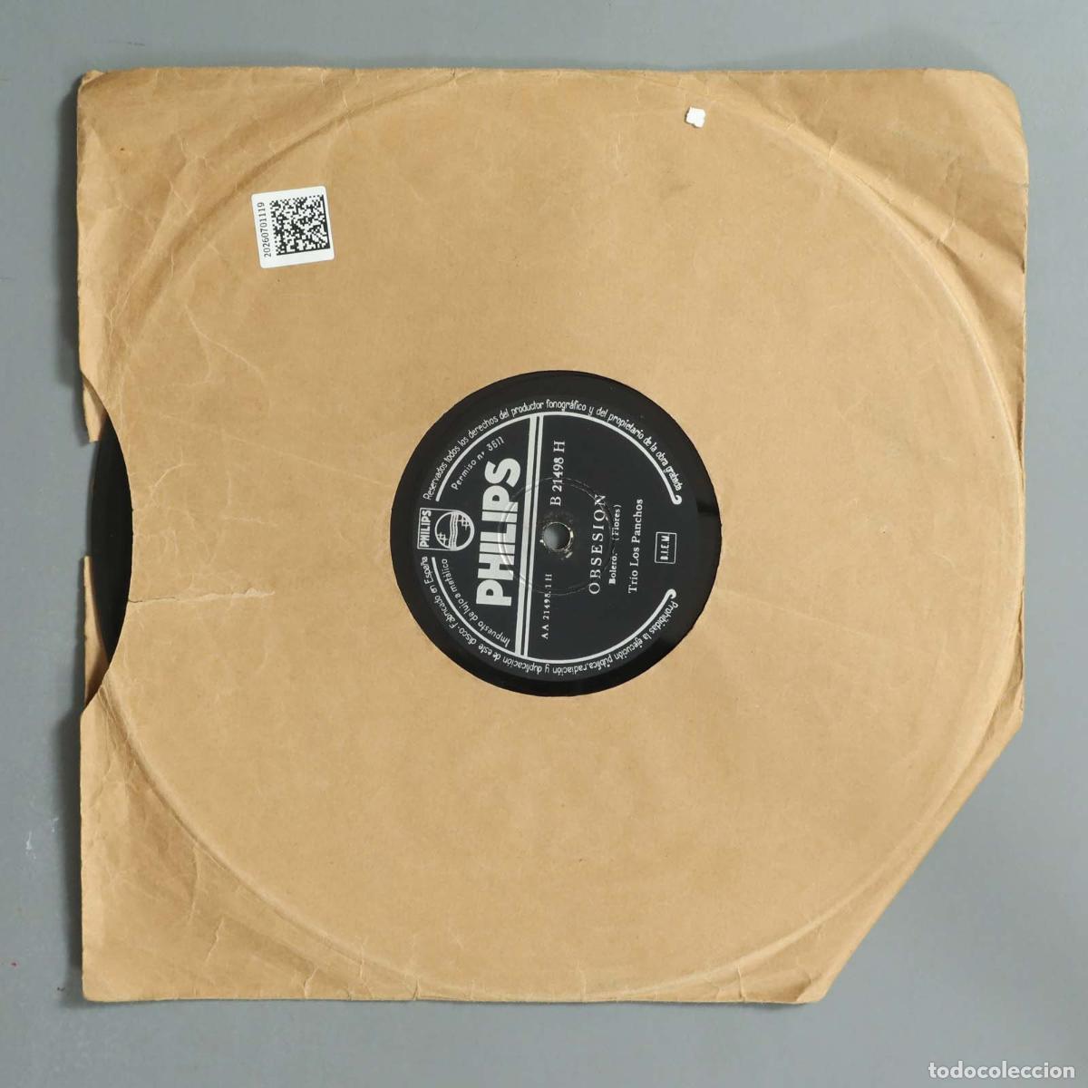 Discos de pizarra: DISCO DE PIZARRA DESAMPARADA. OBSESION. TRIO LOS PANCHOS - Foto 3