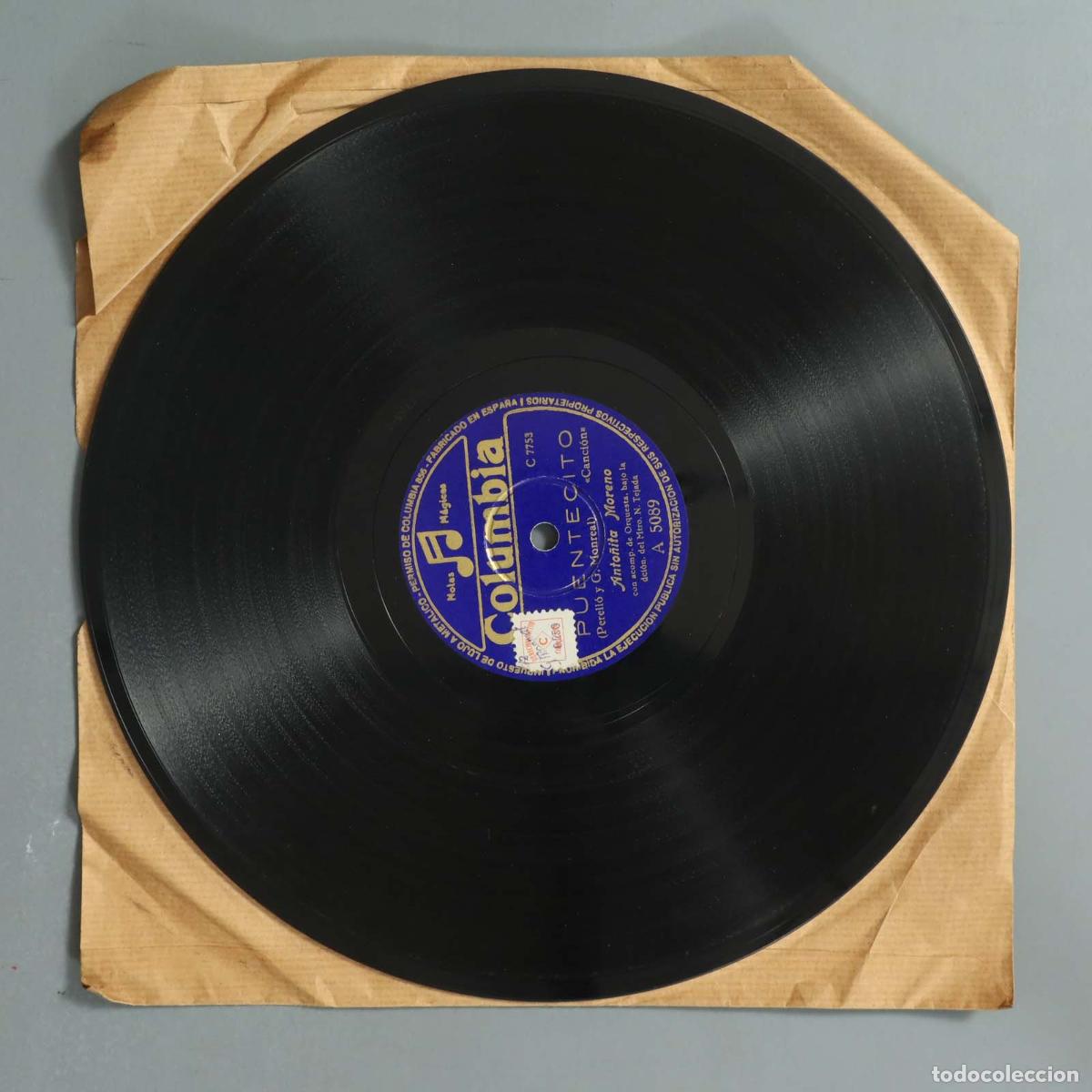 Discos de pizarra: DISCO DE PIZARRA PUENTECITO. MAL DE AMOR. ANTO&Ntilde;ITA MORENO