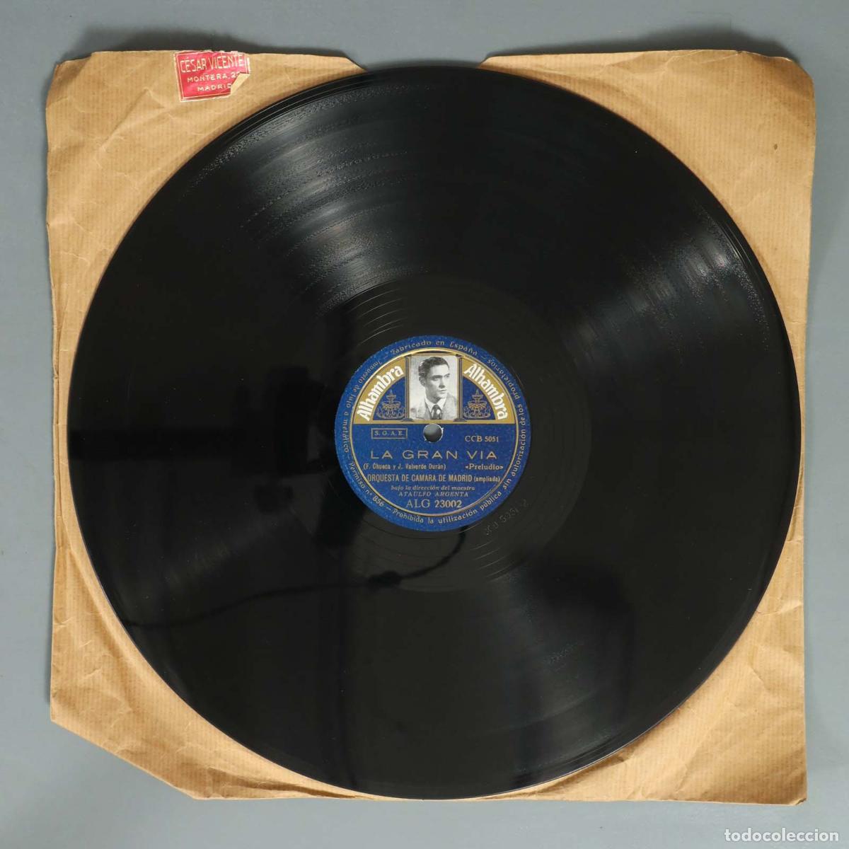 Discos de pizarra: DISCO DE PIZARRA LA GRAN VIA. BOHEMIOS ATAULFO ARGENTA