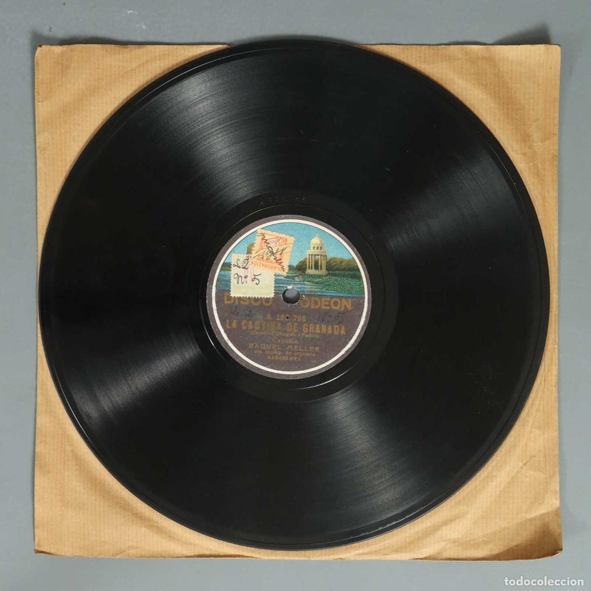 Discos de pizarra: DISCO DE PIZARRA. LA CAUTIVA DE GRANADA. EL PELIGRO DE LA ROSA. RAQUEL MELLER