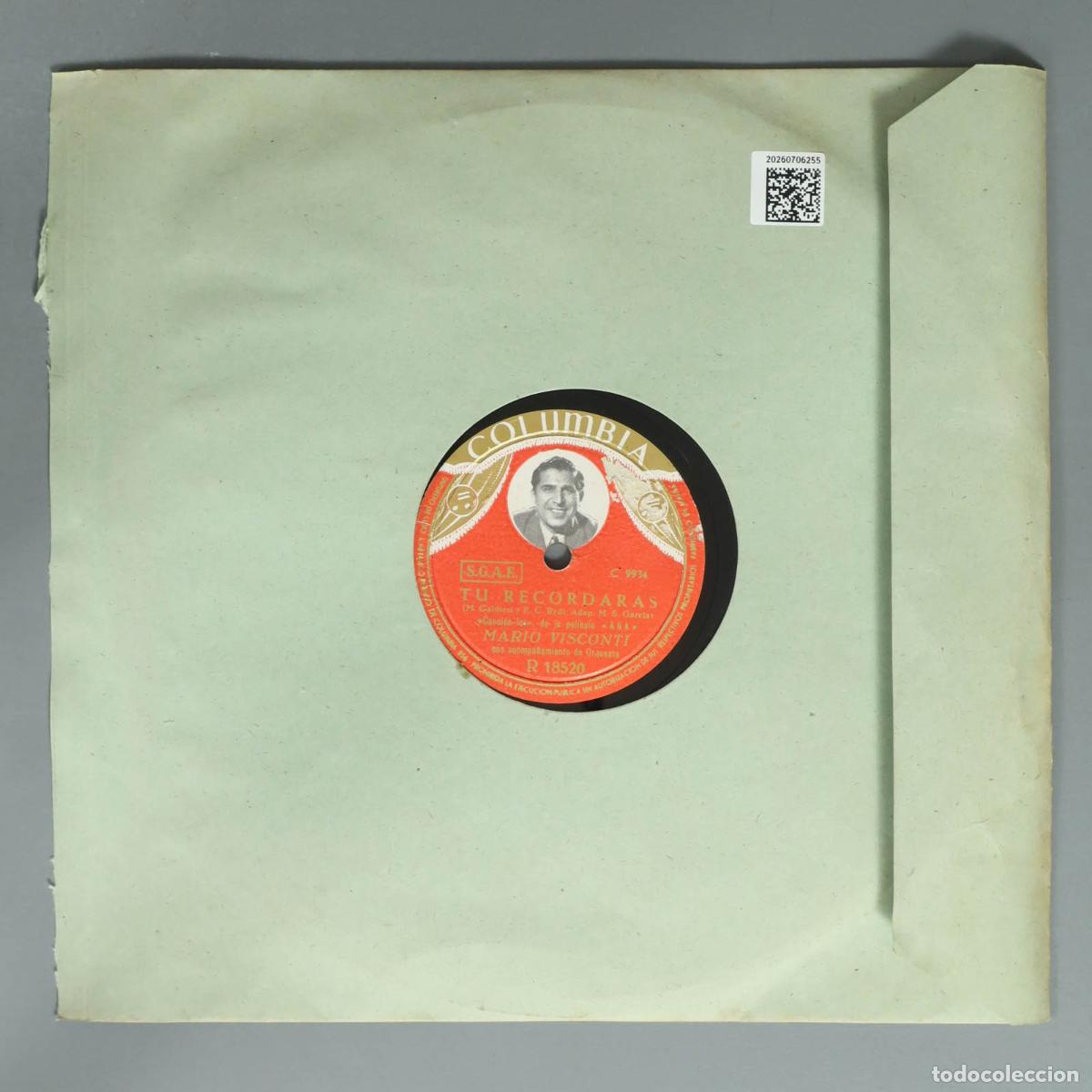 Discos de pizarra: DISCO DE PIZARRA. NO TE PUEDO QUERER. VISCONTI. TU RECORDARAS - Foto 3