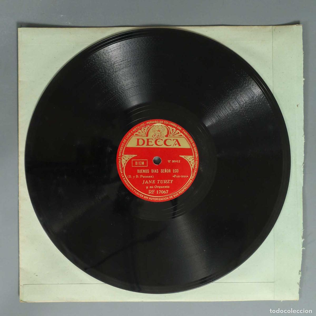 Discos de pizarra: DISCO DE PIZARRA. BUENOS DIAS SE&Ntilde;OR ECO. JANE TURZY