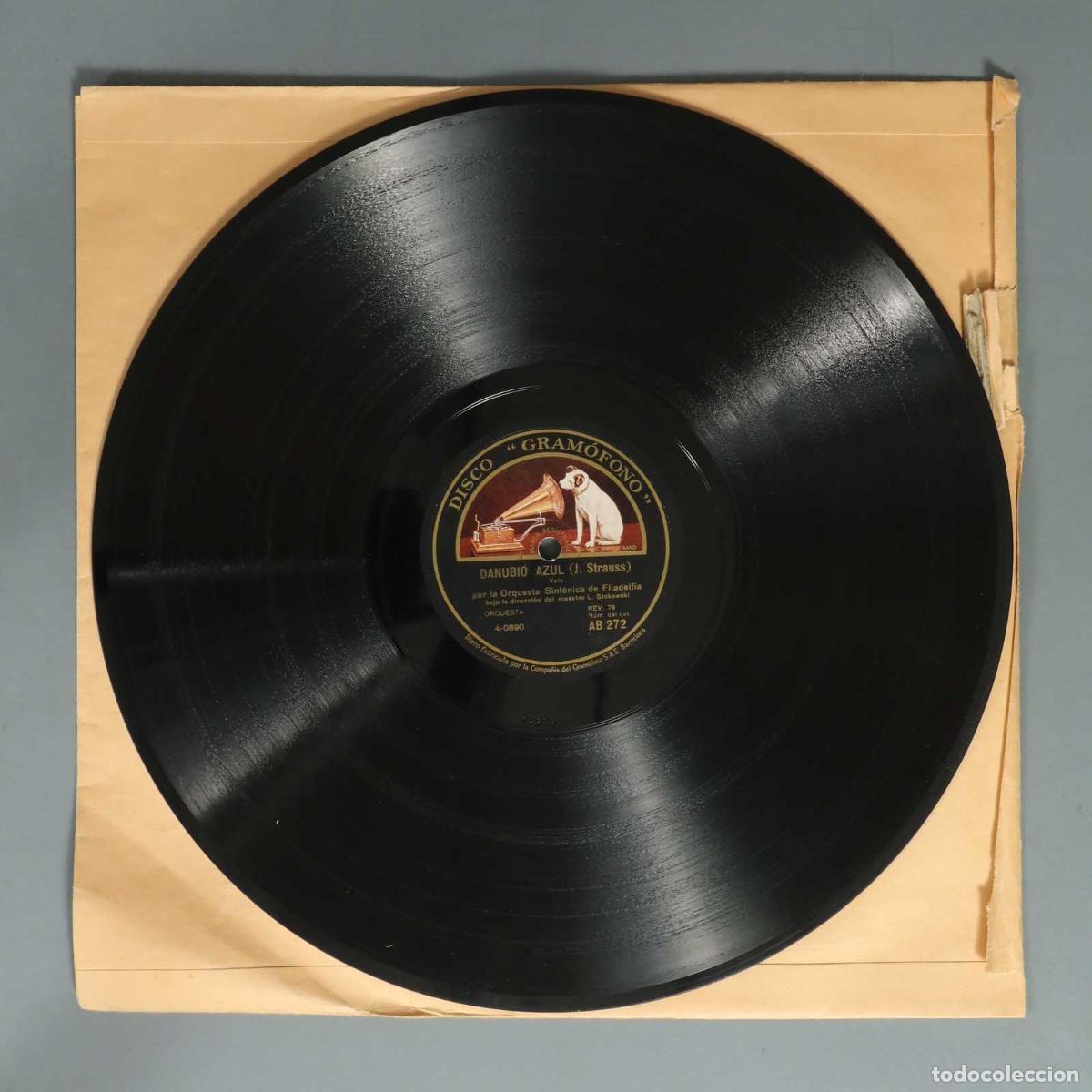 Discos de pizarra: DISCO DE PIZARRA. DANUBIO AZUL. STRAUSS. STOKOWSKI CUENTOS DE LOS BOSQUES DE VIENA