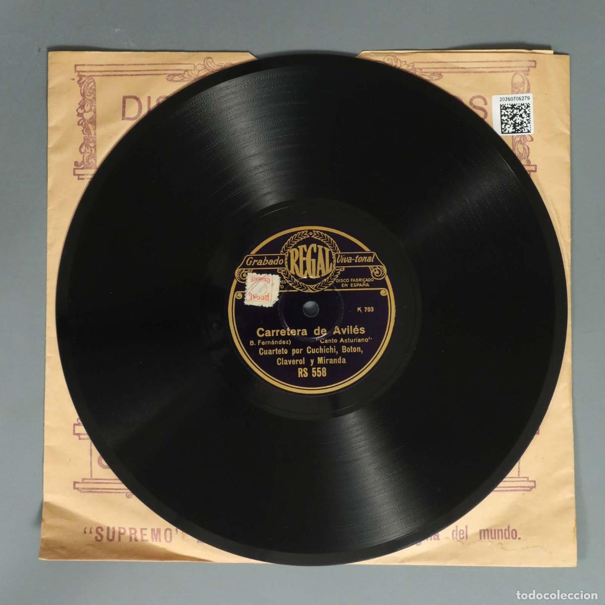 Discos de pizarra: DISCO DE PIZARRA. CARRETERA DE AVILES. A&Ntilde;ADA. CANTO ASTURIANO. CUARTETO CUCHICHI BOTON CLAVEROL