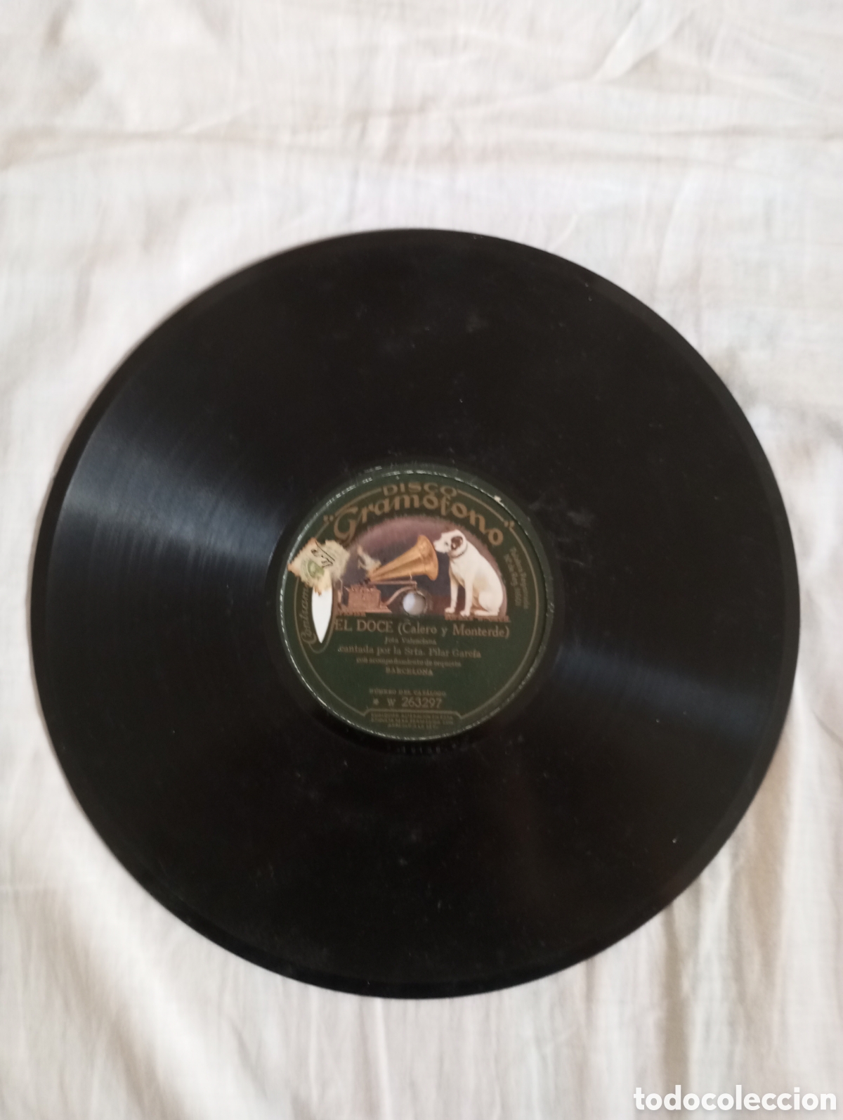 Discos de pizarra: Disco gram&oacute;fono farruca ( r G&oacute;mez y motos) cantada por pilar garcia