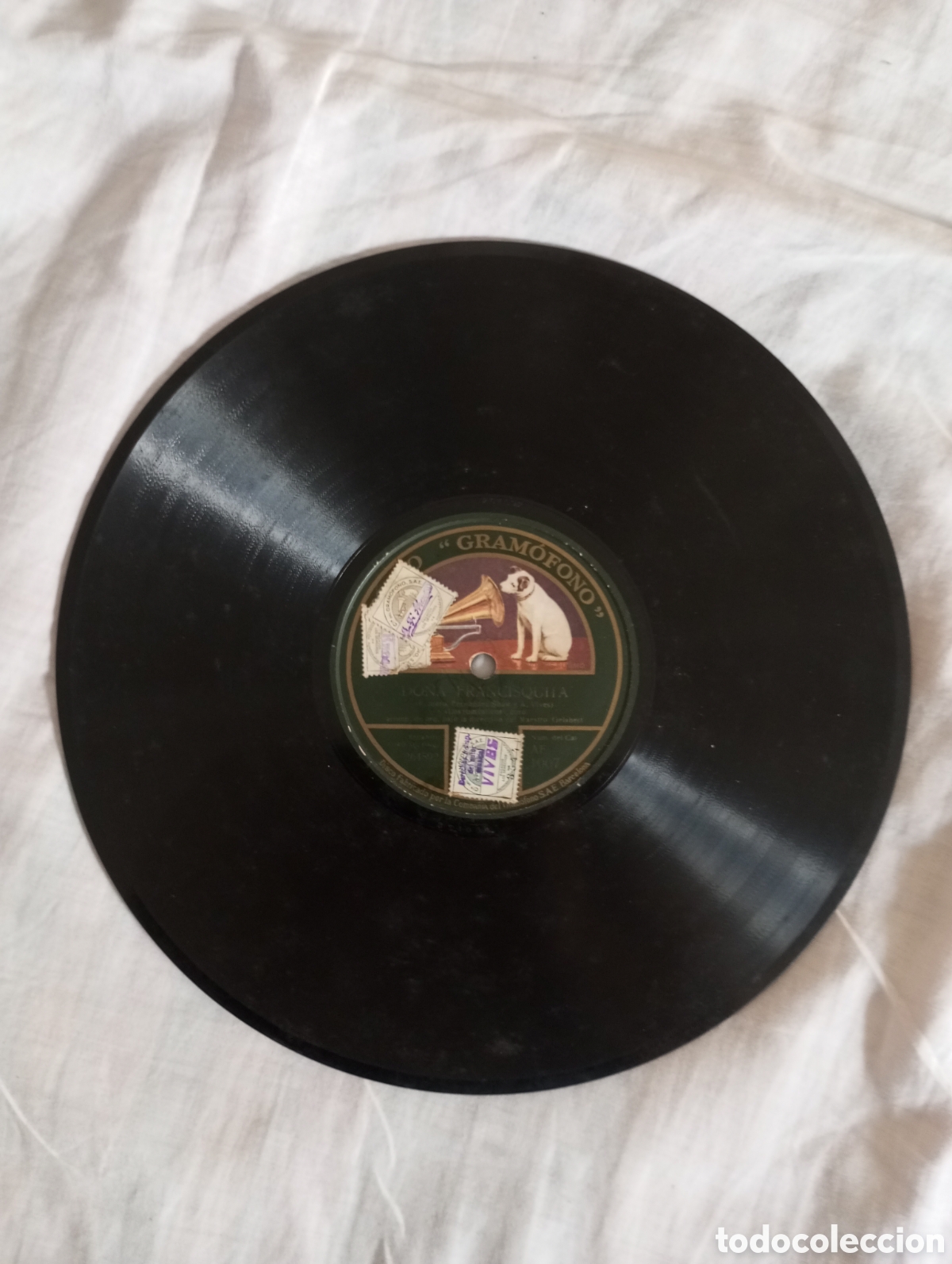 Discos de pizarra: Disco gram&oacute;fono do&ntilde;a francisquita Fern&aacute;ndez shaw