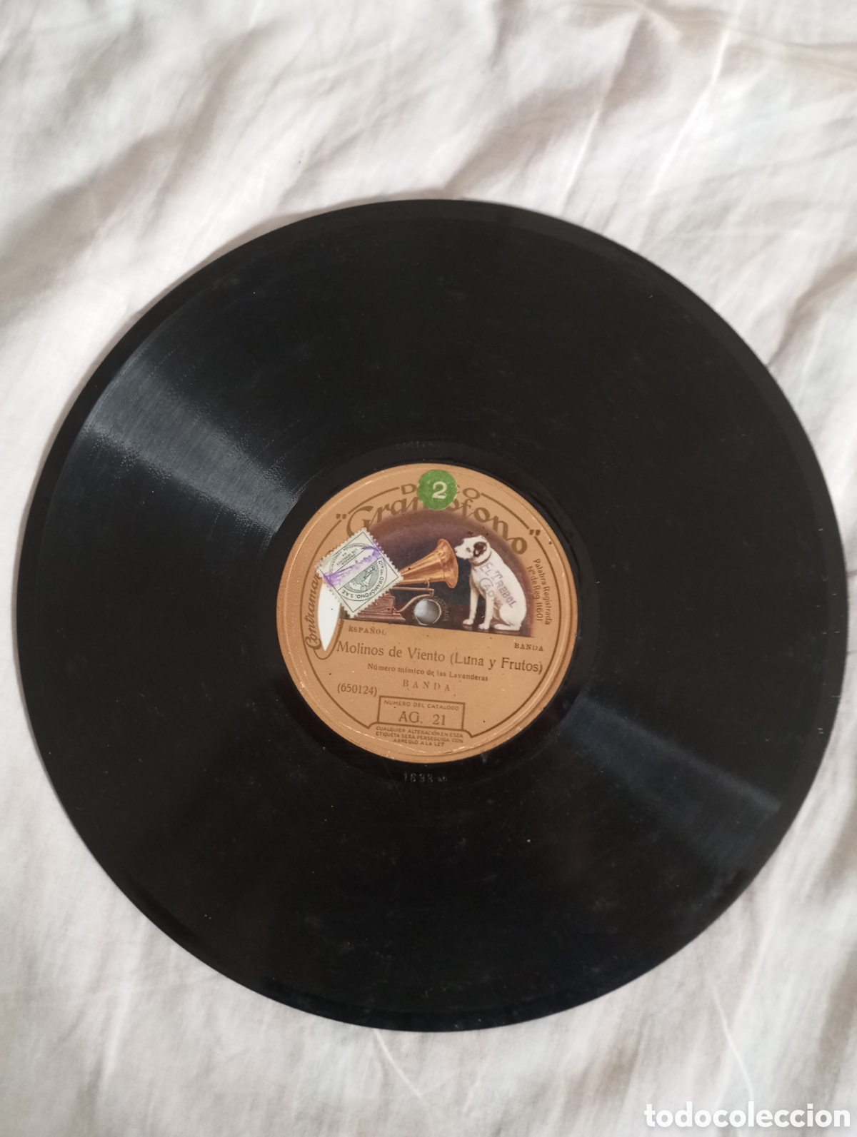 Discos de pizarra: Disco gram&oacute;fono molinos de vient0( luna y frutos) y la casta susana