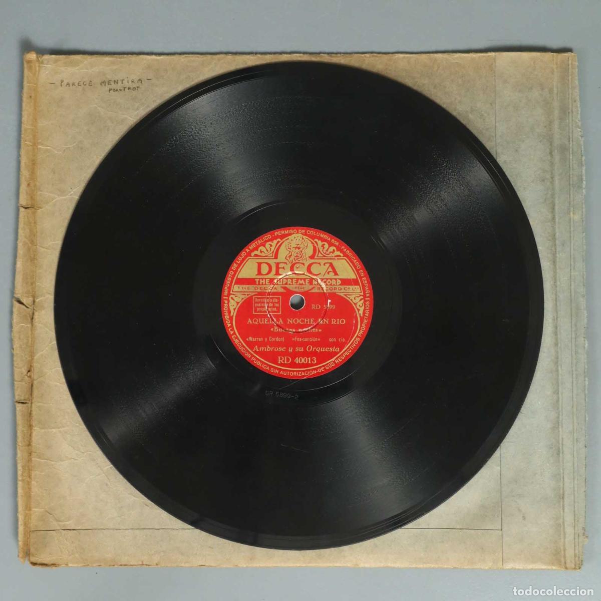 Shellac Records: DISCO DE PIZARRA. AQUELLA NOCHE EN RIO. AMBROSE Y SU ORQUESTA