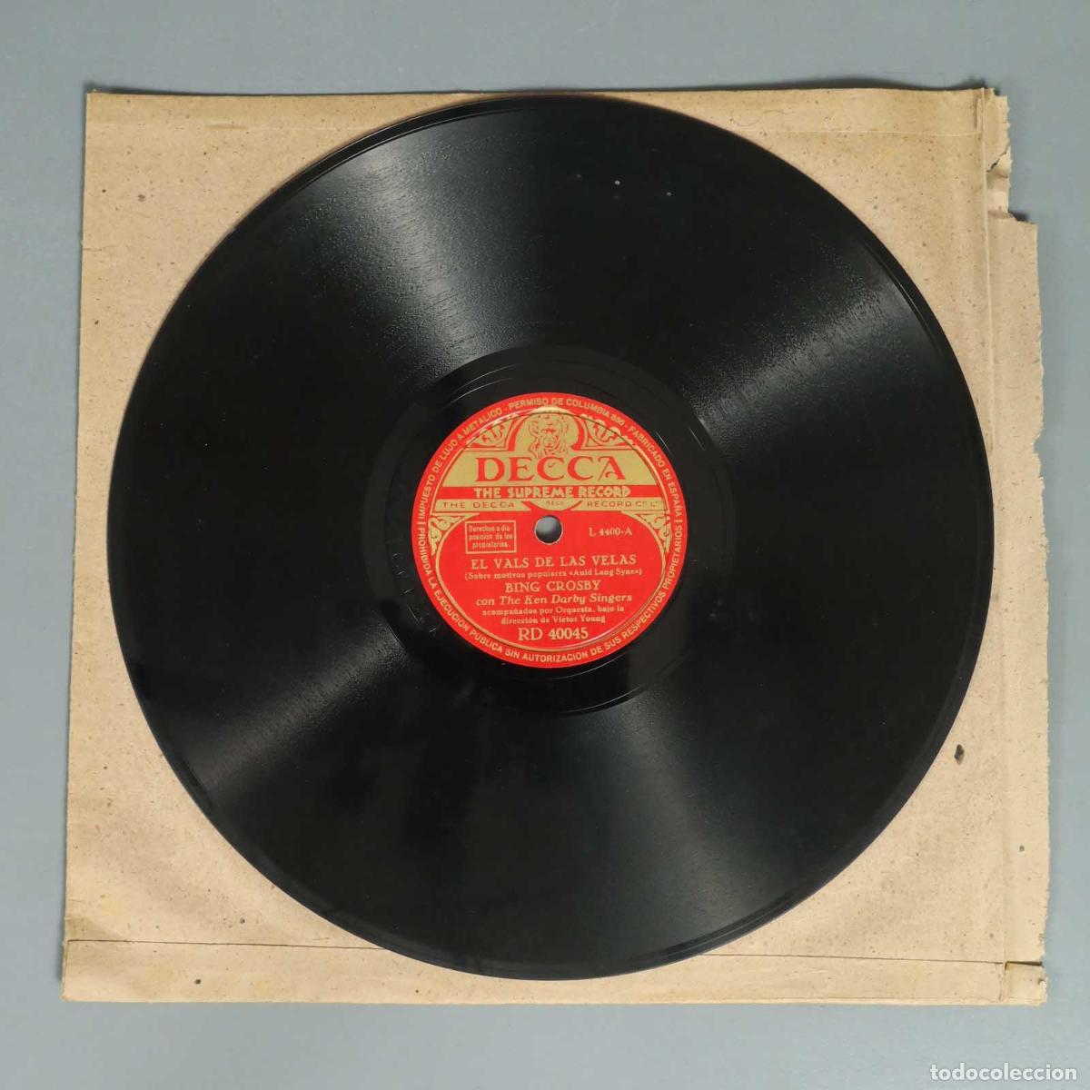 Shellac Records: DISCO DE PIZARRA. EL VALS DE LAS VELAS. CANCION DEL ANIVERSARIO. BING CROSBY
