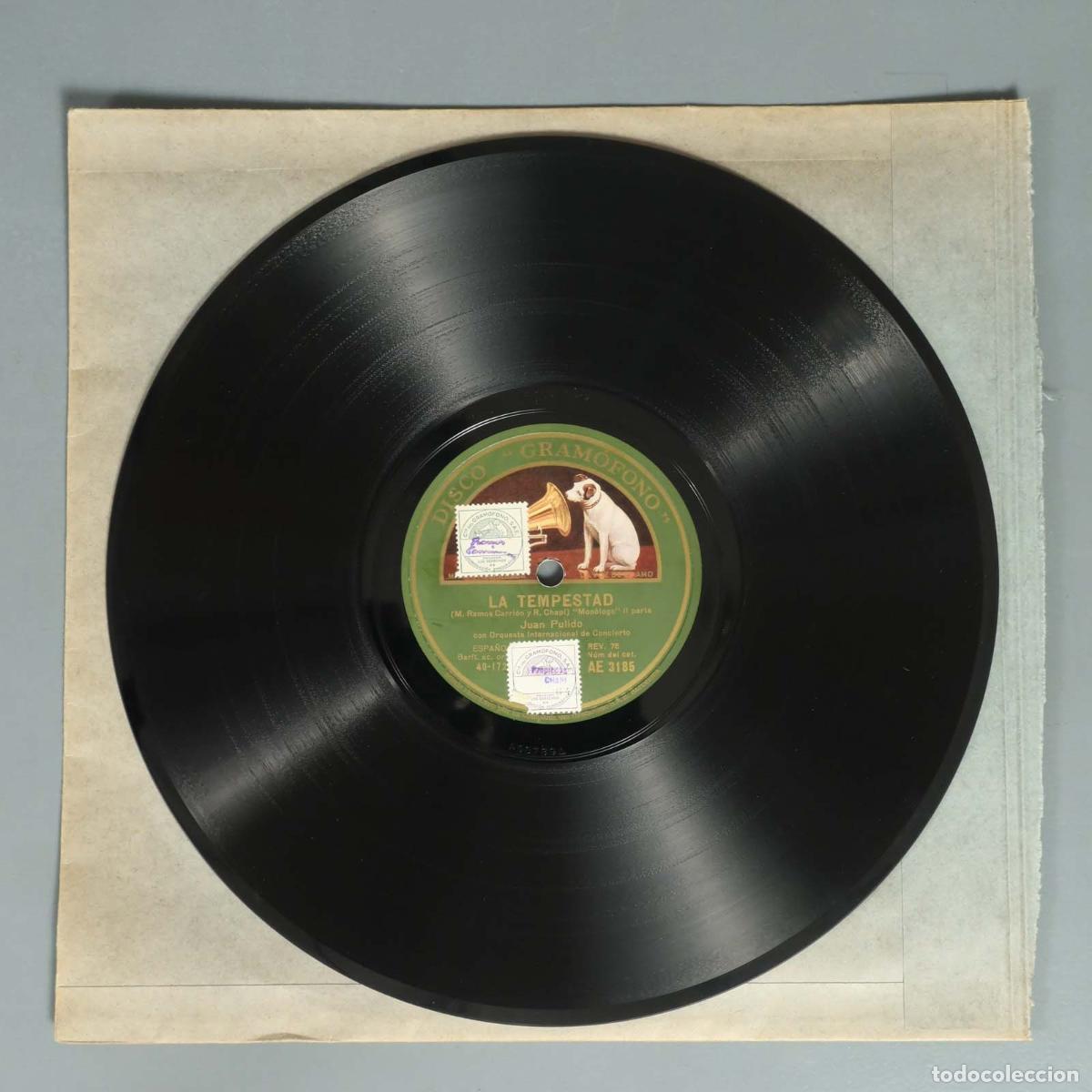Discos de pizarra: DISCO DE PIZARRA. LA TEMPESTAD. JUAN PULIDO. - Foto 2