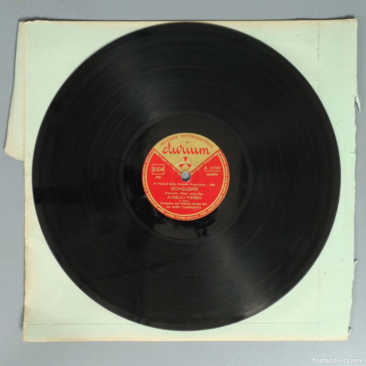 Discos para gramofone: DISCO DE PIZARRA. GUAGLIONE. AURELIO FIERRO. MANNAME NU RAGGIO 'E SOLE