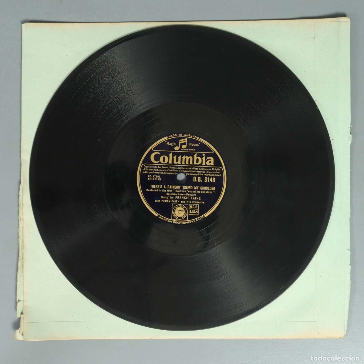 Discos para gramofone: DISCO DE PIZARRA. THER'S A RAINBOW 'ROUND MY SHOULDER. FRANKIE LAINE. SHE'S FUNNY THAT WAY