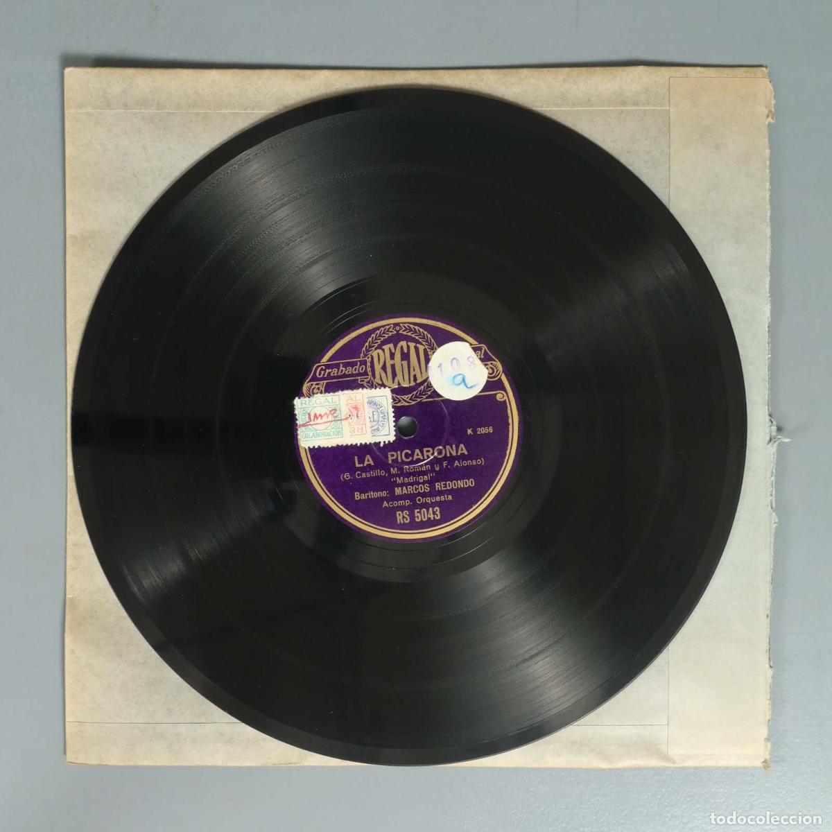 Discos de pizarra: DISCO DE PIZARRA. LA PICARONA. MADRIGAL. MARCOS REDONDO.
