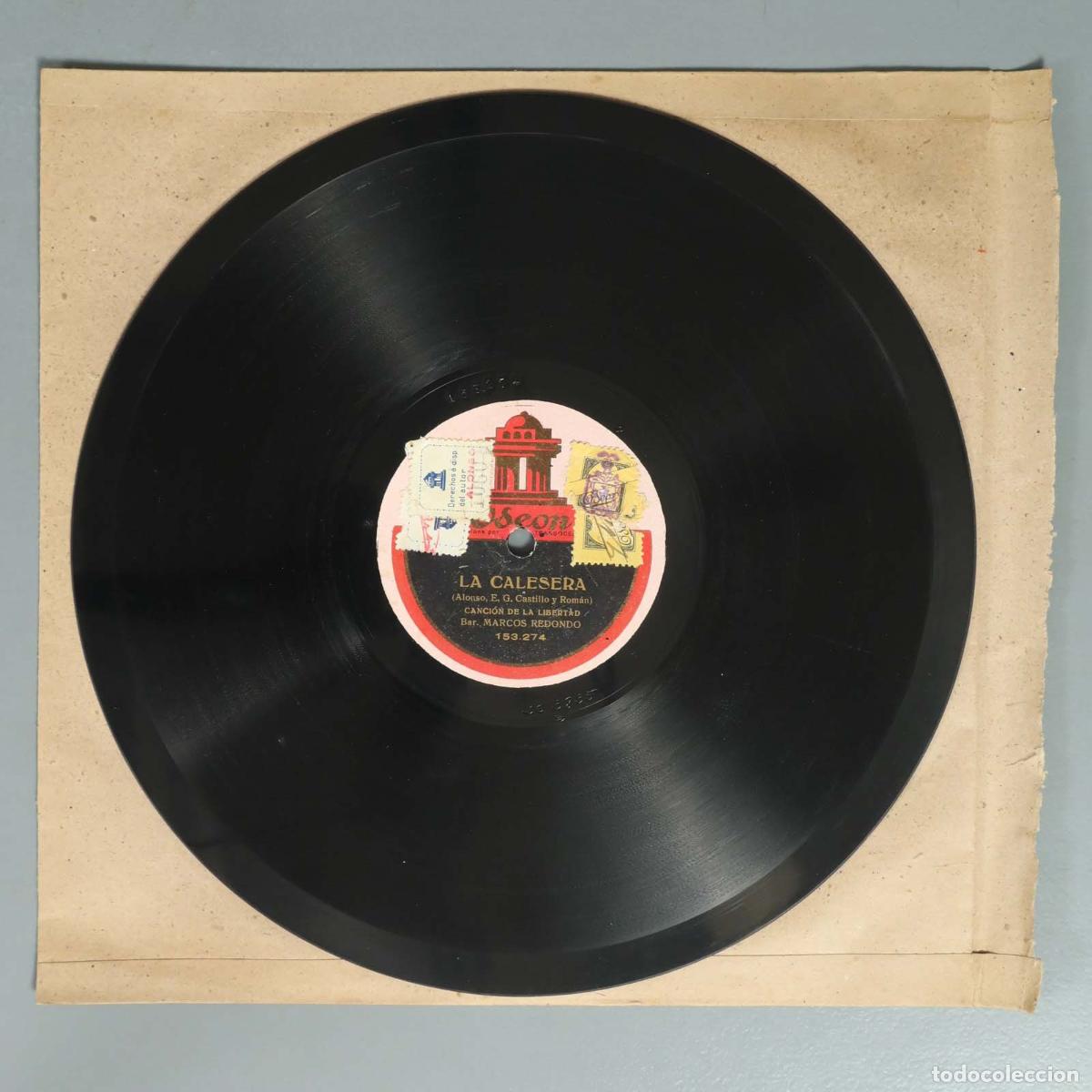 Discos de pizarra: DISCO DE PIZARRA. LA CALESERA. MARCOS REDONDO. - Foto 2