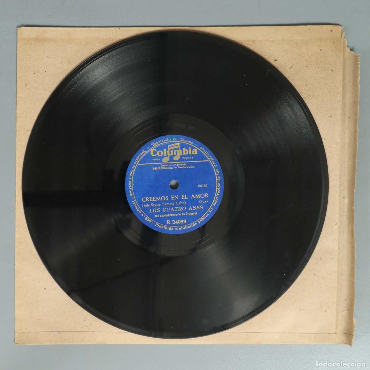 Schellackplatten: DISCO DE PIZARRA. CREEMOS EN EL AMOR. LOS CUATRO ASES. CAMPANAS NUPCIALES