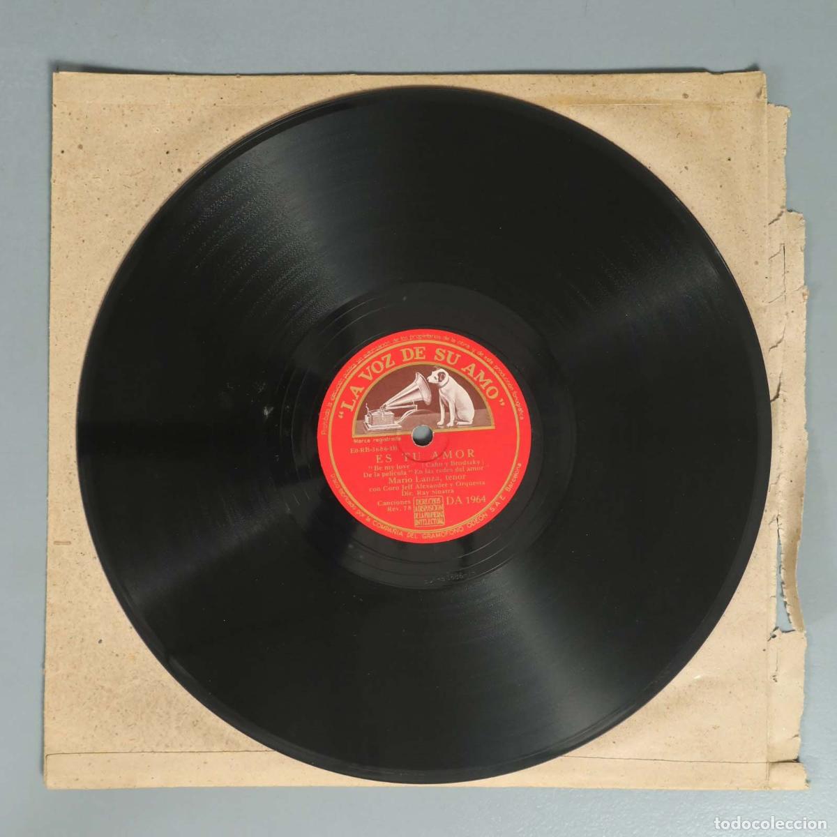 Schellackplatten: DISCO DE PIZARRA. ES TU AMOR. CANCION DE CUNA DEL RIO. MARIO LANZA