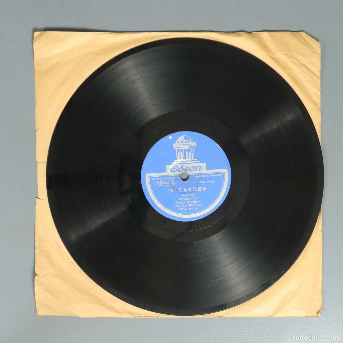Discos de pizarra: DISCO DE PIZARRA. MI CARMEN. ANGELILLO. CREACION. MIGUEL BORRULL JUAN SIMON