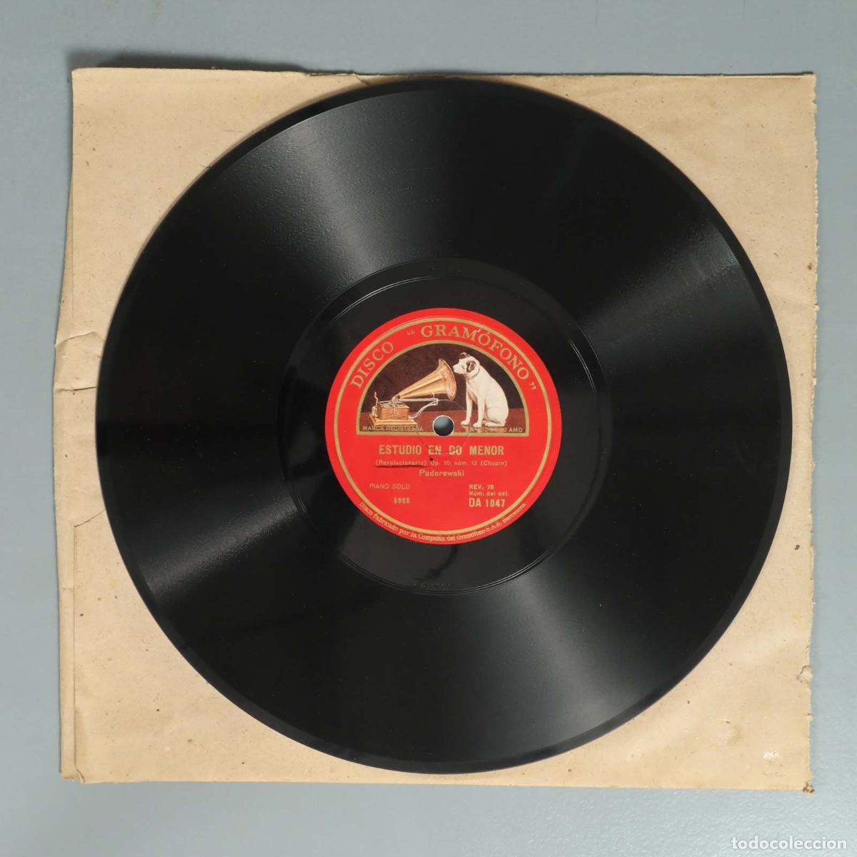 Schellackplatten: DISCO DE PIZARRA. ESTUDIO EN DO MENOR CHOPIN OP 10. N12 Y 5 . PADEREWSKI.