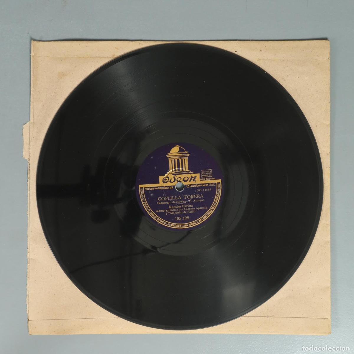 Schellackplatten: DISCO DE PIZARRA. COPLILLA TORERA. RAMON FARINA. MORENITO DE HELLIN. LORENZO APARICIO. SANTIAGO Y