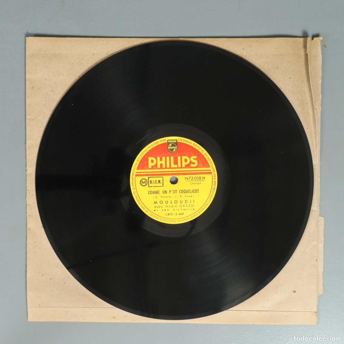Schellackplatten: DISCO DE PIZARRA. COMME UN P'TIT COQUELICOT. MOULOUDJI. ANDRE GRASSI