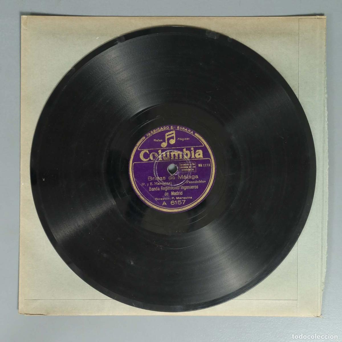 Schellackplatten: DISCO DE PIZARRA. BRISAS DE MALAGA. BANDA INGENIEROS DE MADRID. LOS VOLUNTARIOS