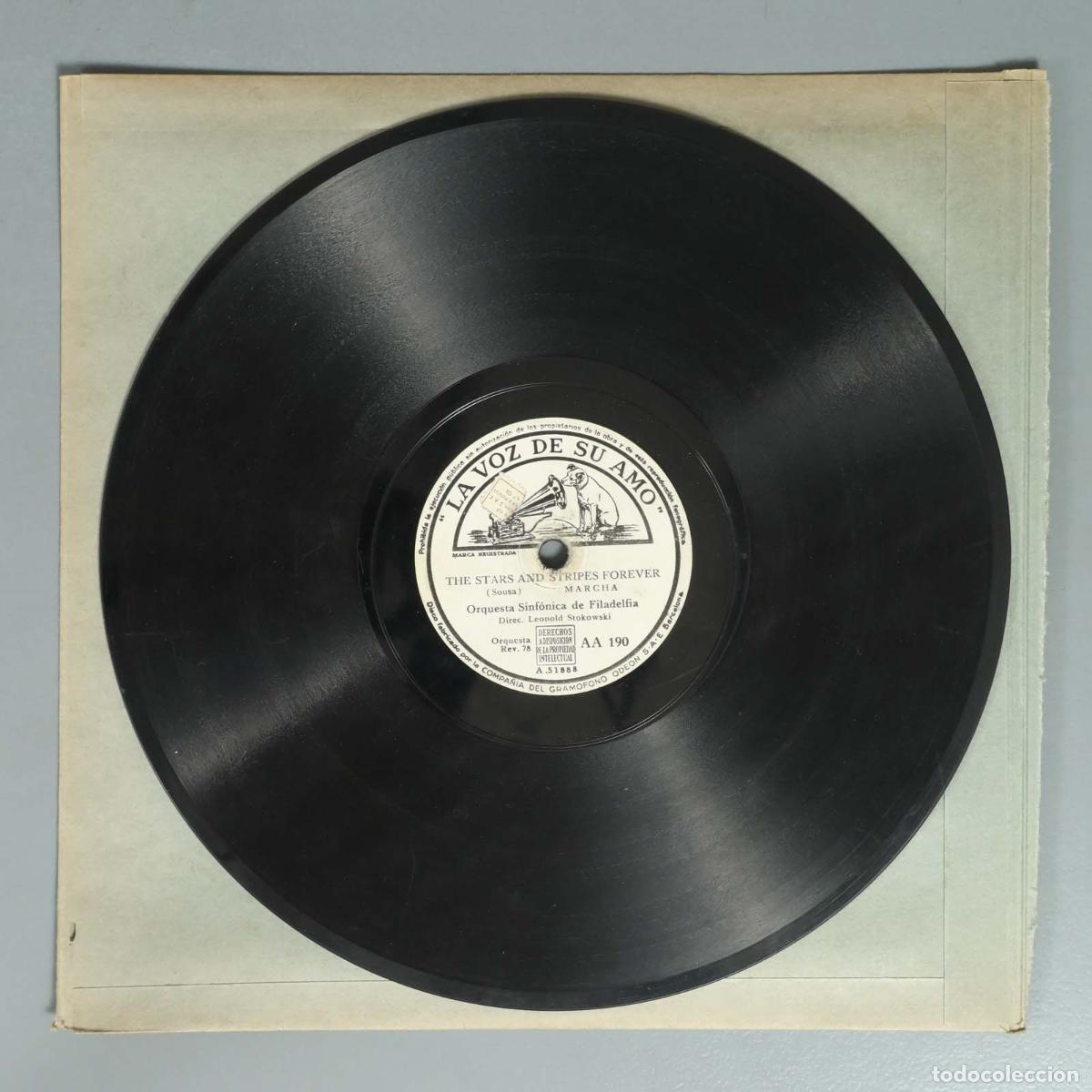 Schellackplatten: DISCO DE PIZARRA. THE STARS AND STRIPES FOREVER. STOKOWSKI EL CAPITAN. MARCHA