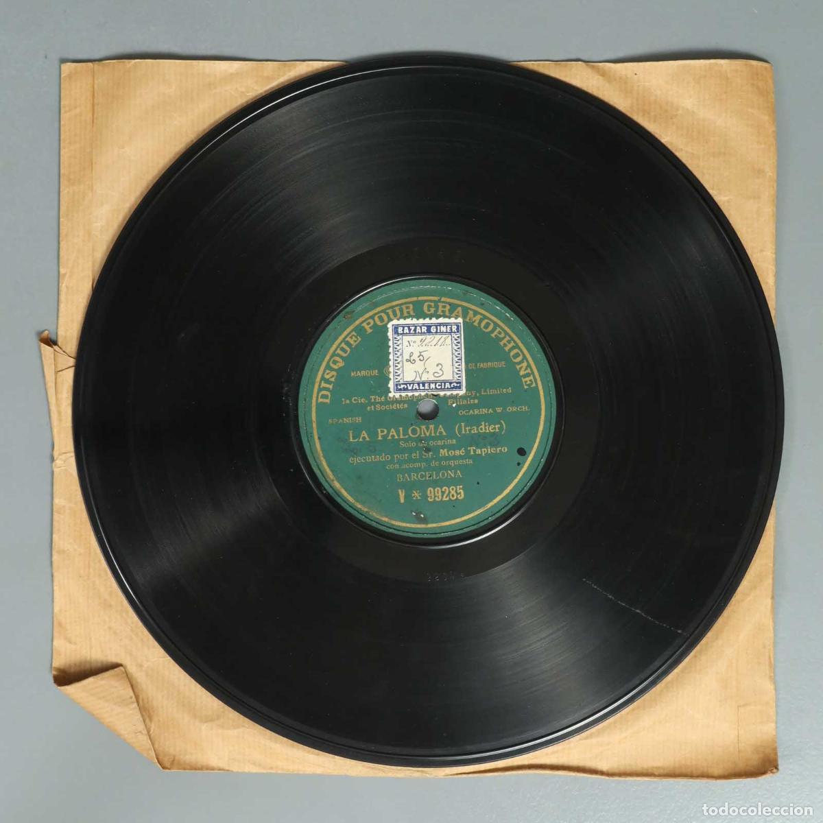 Schellackplatten: DISCO DE PIZARRA. LA PALOMA IRADIER. MOSE TAPIERO OCARINA