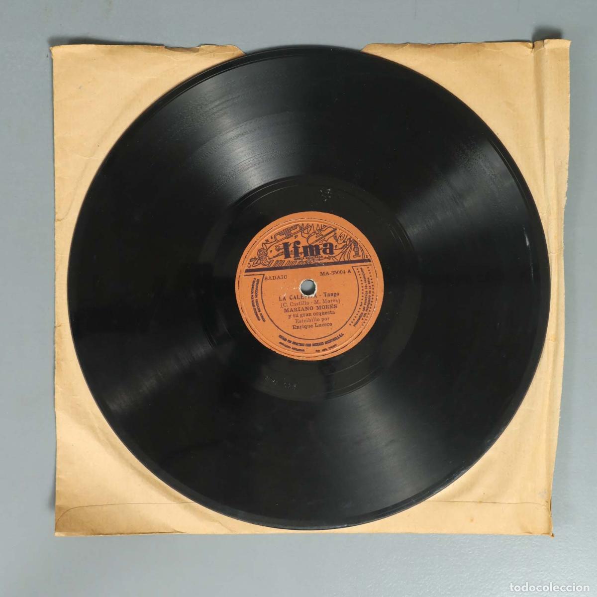 Schellackplatten: DISCO DE PIZARRA. TAQUITO MILITAR. MILONGA. MARIANO MORES. PELICULA LA VOZ DE MI CIUDAD