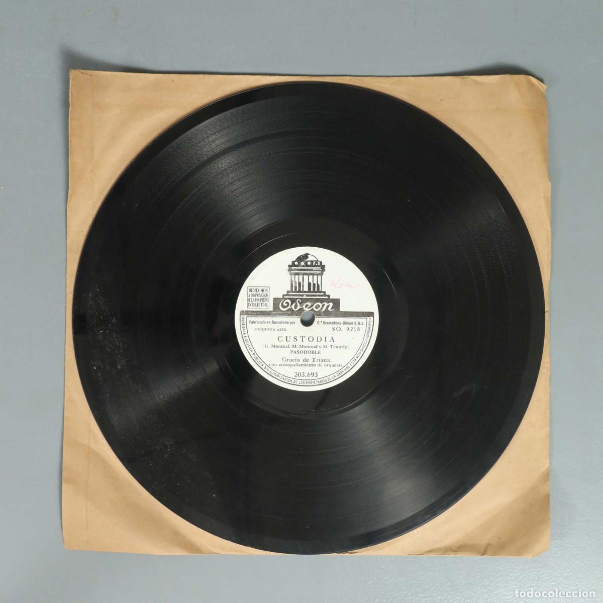 Discos de pizarra: DISCO DE PIZARRA. CUSTODIA. GRACIA DE TRIANA. DER PUERTO DE CAI