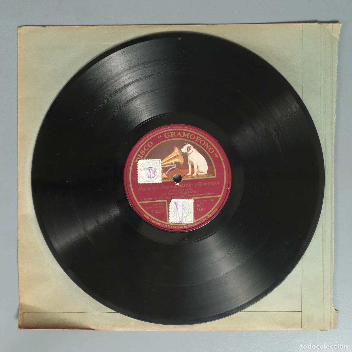 Discos de pizarra: DISCO DE PIZARRA. MARIA SOL. RAMOS MARTIN Y GUERRERO. EMILIO