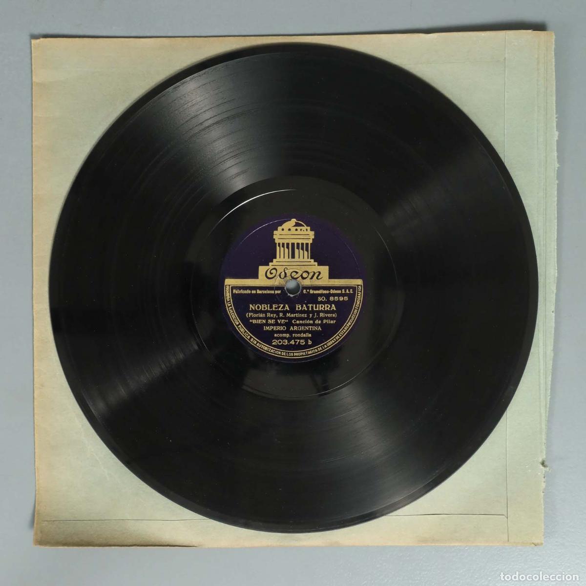 Discos de pizarra: DISCO DE PIZARRA. NOBLEZA BATURRA. FLORIAN REY. IMPERIO ARGENTINA.