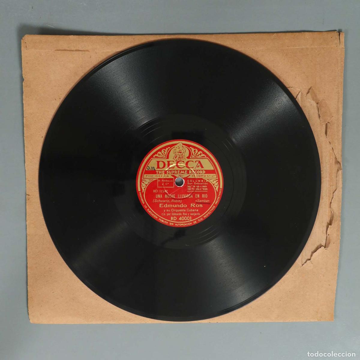 Discos de pizarra: DISCO DE PIZARRA. UNA NOCHE LLUVIOSA EN RIO. EDMUNDO ROS. EL TOREADOR