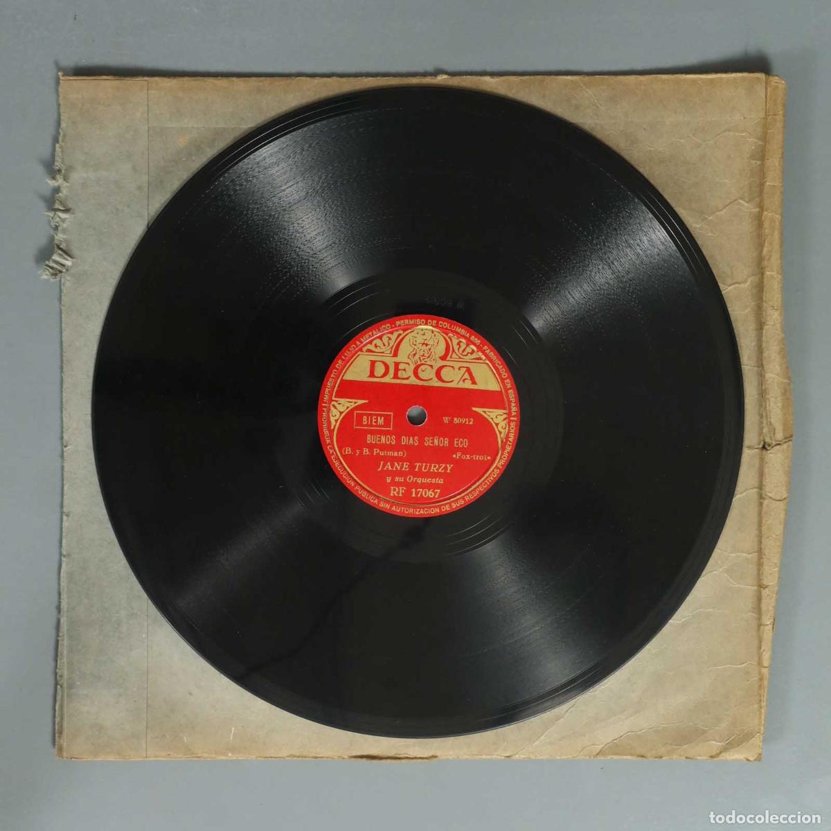 Discos de pizarra: DISCO DE PIZARRA. BUENOS DIAS SE&Ntilde;OR ECO. JANE TURZY. NI&Ntilde;A DE MIS OJOS BONITOS