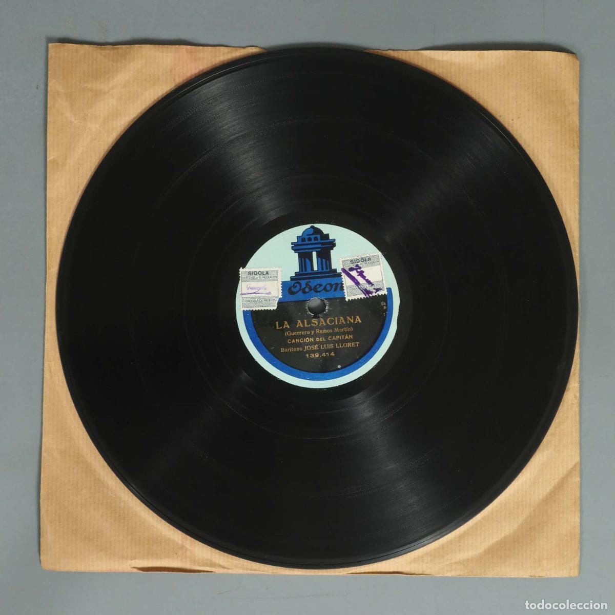 Discos de pizarra: DISCO DE PIZARRA. CANCION DEL CAPITAN LA ALSACIANA. JOSE LUIS LLORET