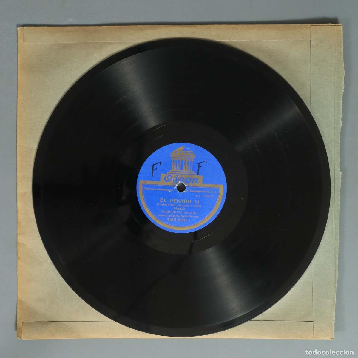 Discos de pizarra: DISCO DE PIZARRA. EL PENADO 14. TANGO. CARMENCITA AUBERT. LA PROVINCIANA